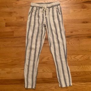 Artisan NY Linen White & Navy Blue Striped Pants - Women XS